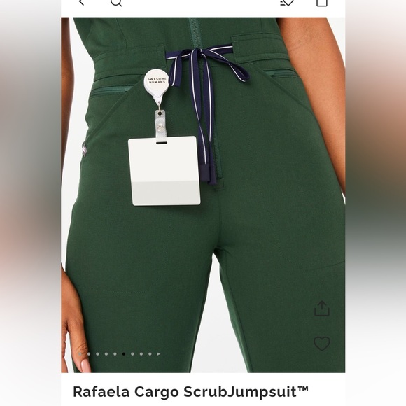Figs Rafaela Cargo ScrubJumpsuit, British Racing Green, Size Medium, NWT - Picture 4 of 4